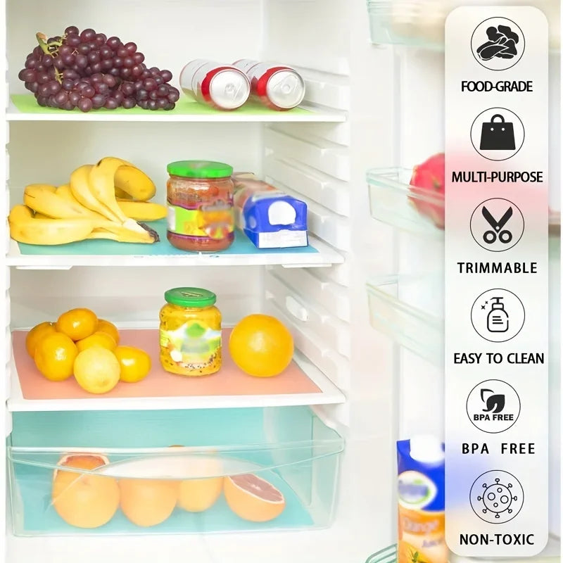 Waterproof Refrigerator Shelf Liners (4-Pack) – Washable Non-Slip Kitchen Drawer Mats