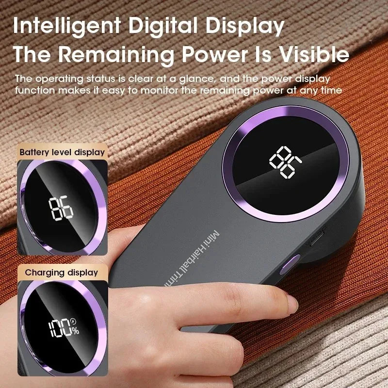Portable Electric Fabric Shaver – Rechargeable Lint & Fuzz Remover with LED Display