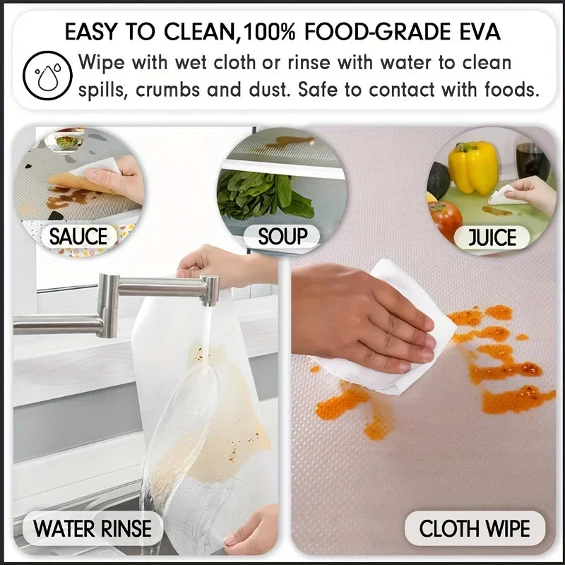 Waterproof Refrigerator Shelf Liners (4-Pack) – Washable Non-Slip Kitchen Drawer Mats