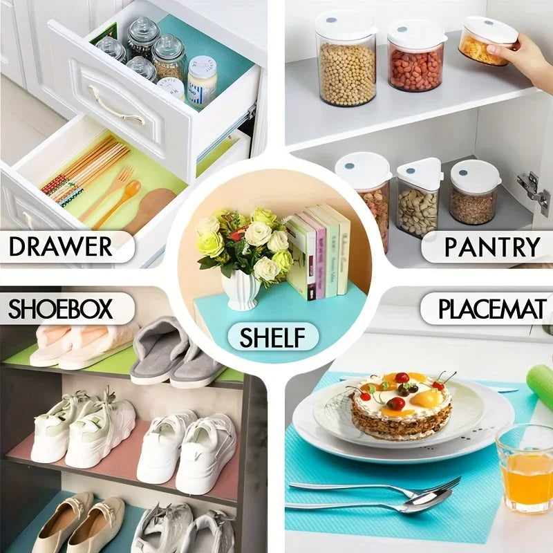 Waterproof Refrigerator Shelf Liners (4-Pack) – Washable Non-Slip Kitchen Drawer Mats